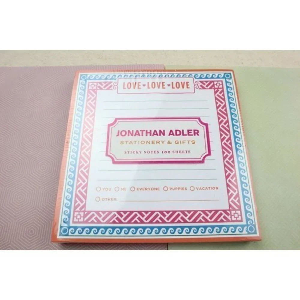 Jonathan Adler Sticky Notes Stationary & Gifts 100 Sheets 5x5 Love Sealed Bright